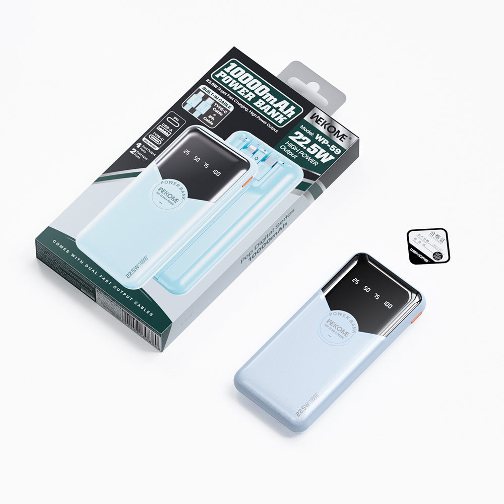 WEKOME WP-59 Pop Digital Series Gen3 10000mAh 22.5W Cabled Super Fast Charging Power Bank WEKOME WP-59 Pop Digital Series Gen3 10000mAh 22.5W Cabled Super Fast Charging Power Bank